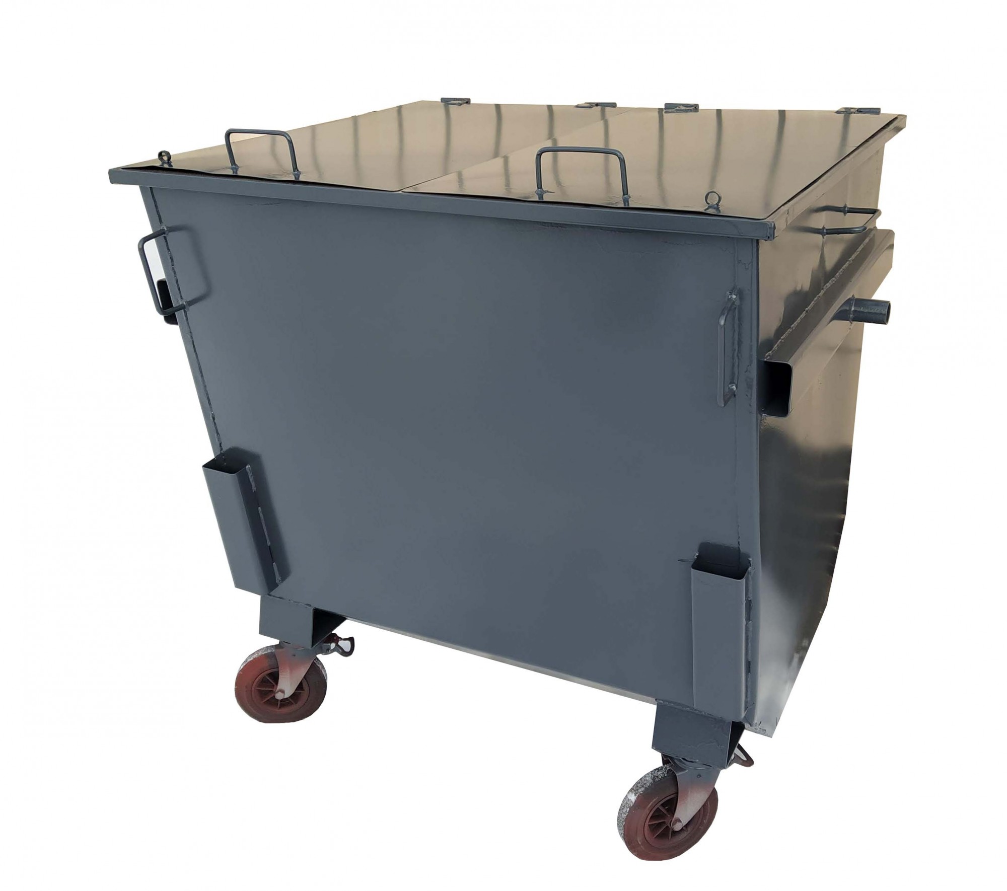 Євроконтейнер для ТПВ АТМ ЮНІОН 1100 л фарбований метал 2 мм з плоскою кришкою